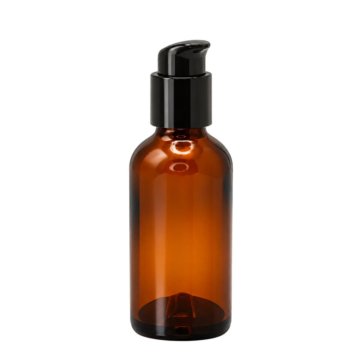 New High Glass Black BOSTON ROUND AMBER 4 OZ 22/400 WITH BLACK TREATMENT PUMP LOCK ON/OFF  - Units per case - 128
