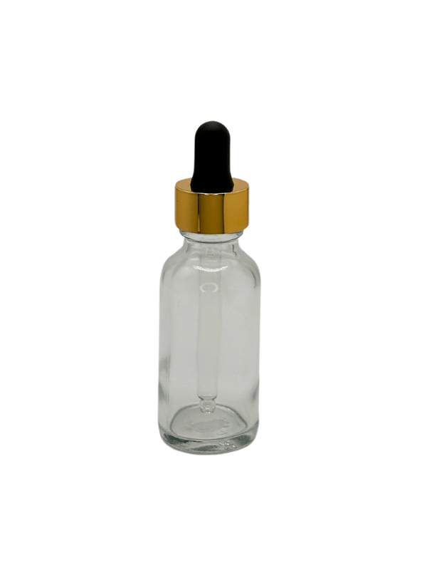 New High Glass BOSTON ROUND FLINT 1 OZ 20/400 WITH SHINY GOLD/BLACK DROPPER - Units per case - 360