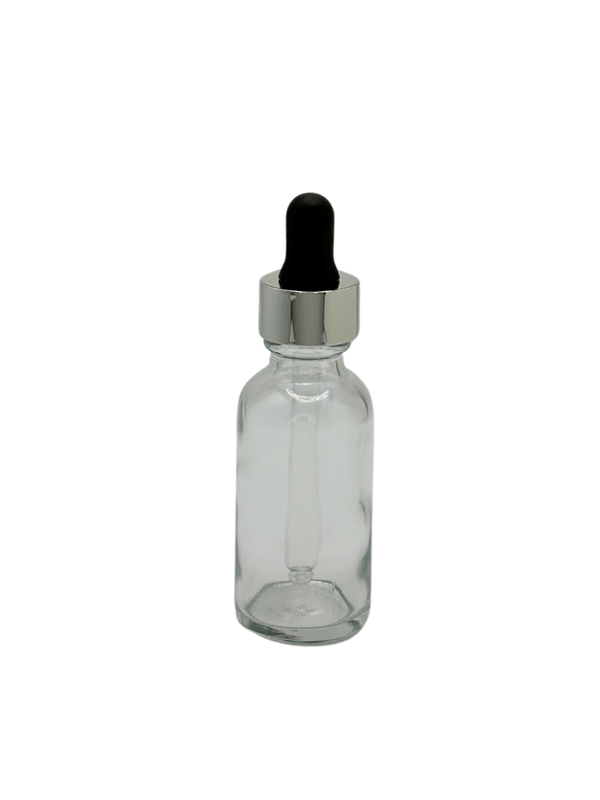 New High Glass BOSTON ROUND FLINT 1 OZ 20/400 WITH SHINY SILVER/BLACK DROPPER  - Units per case - 360