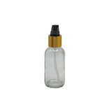 New High Glass BOSTON ROUND FLINT 2 OZ 20/400 WITH GREY/GOLD LONG NECK TREATMENT PUMP  - Units per case - 240