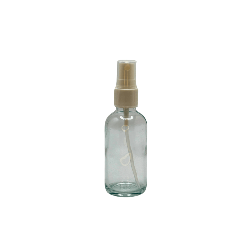 New High Glass BOSTON ROUND FLINT 2 OZ 20/400 WITH WHITE FINE RIBBED SPRAY PUMP - Units per case - 288