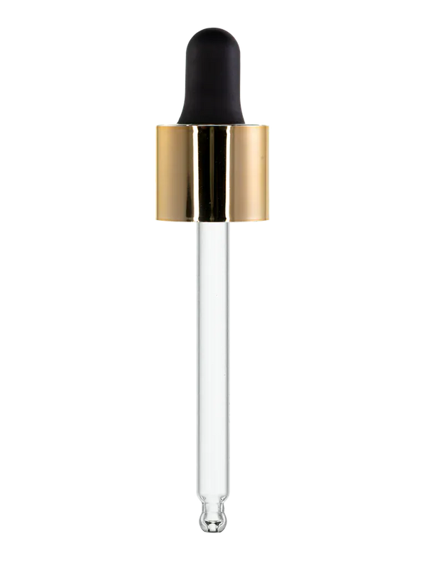 New High Glass DROPPER 20/400 LONG SHELL ABS SHINY GOLD BLACK RUBBER BULB 85MM - Units per ctn: 816 pcs