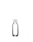 New High Glass Glass Bottle 1/2 oz - 18/400 / White Fine Ribbed Cap / Case Pack (see table below) Boston Round Clear