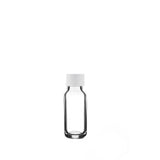 New High Glass Glass Bottle 1/2 oz - 18/400 / White Fine Ribbed Cap / Case Pack (see table below) Boston Round Clear