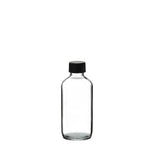 New High Glass Glass Bottle 1 oz - 20/400 / Black Fine Ribbed Cap / Case Pack (see table below) Boston Round Clear