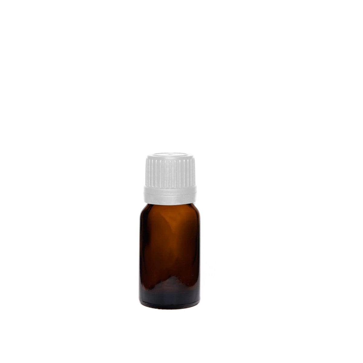 New High Glass Glass Bottle 10ml - DIN18 / White Fine Ribbed Cap TE w Vertical Dropper 1mm / Case Pack (see table below) Dropper Bottle Amber DIN18