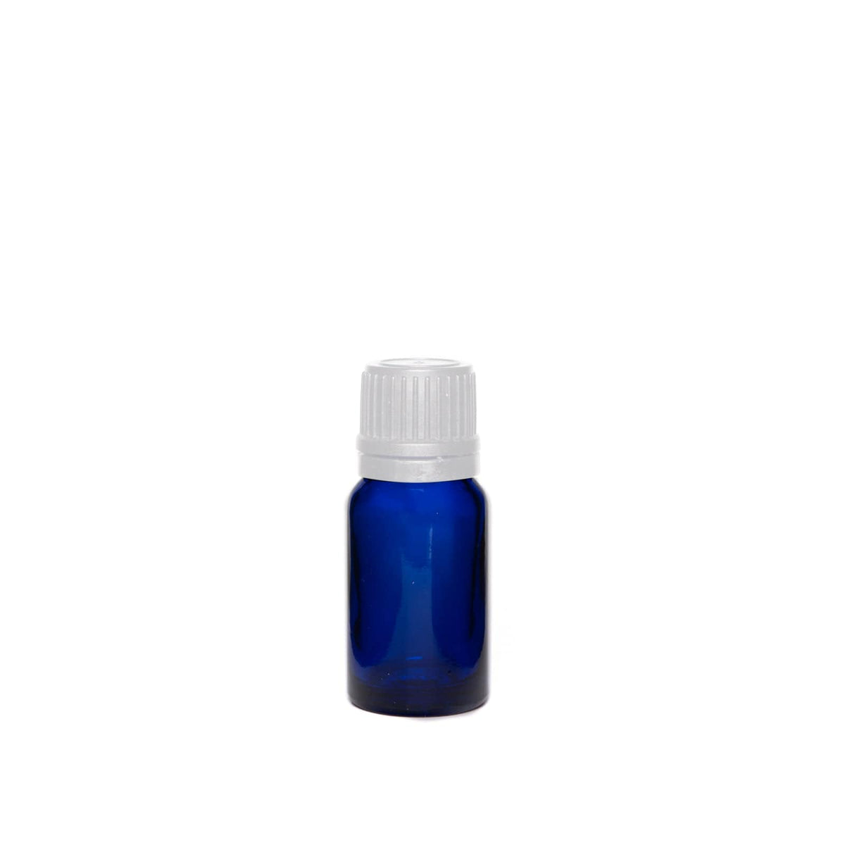 New High Glass Glass Bottle 10ml - DIN18 / White Fine Ribbed Cap TE w Vertical Dropper 1mm / Case Pack (see table below) Dropper Bottle Cobalt Blue DIN18