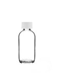 New High Glass Glass Bottle 2 oz - 20/400 / White Fine Ribbed Cap / Case Pack (see table below) Boston Round Clear
