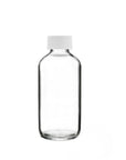 New High Glass Glass Bottle 4 oz - 22/400 / White Fine Ribbed Cap / Case Pack (see table below) Boston Round Clear