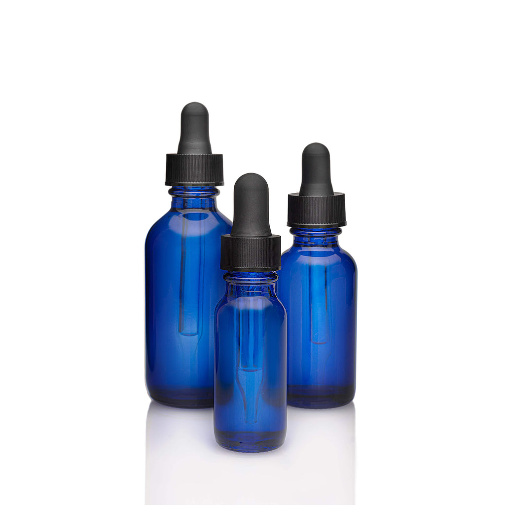 New High Glass Glass Bottle Boston Round Cobalt Blue