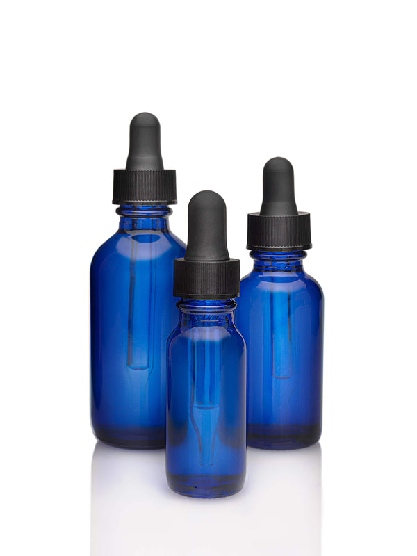 New High Glass Glass Bottle Boston Round Cobalt Blue