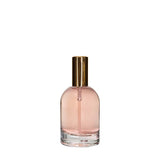 New High Glass Glass Bottle Dome Spray Pump - Shiny Gold / Case (90pcs) Begonia 50ml 15MM Dome