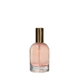 New High Glass Glass Bottle Dome Spray Pump - Shiny Gold / Case (90pcs) Begonia 50ml 15MM Dome