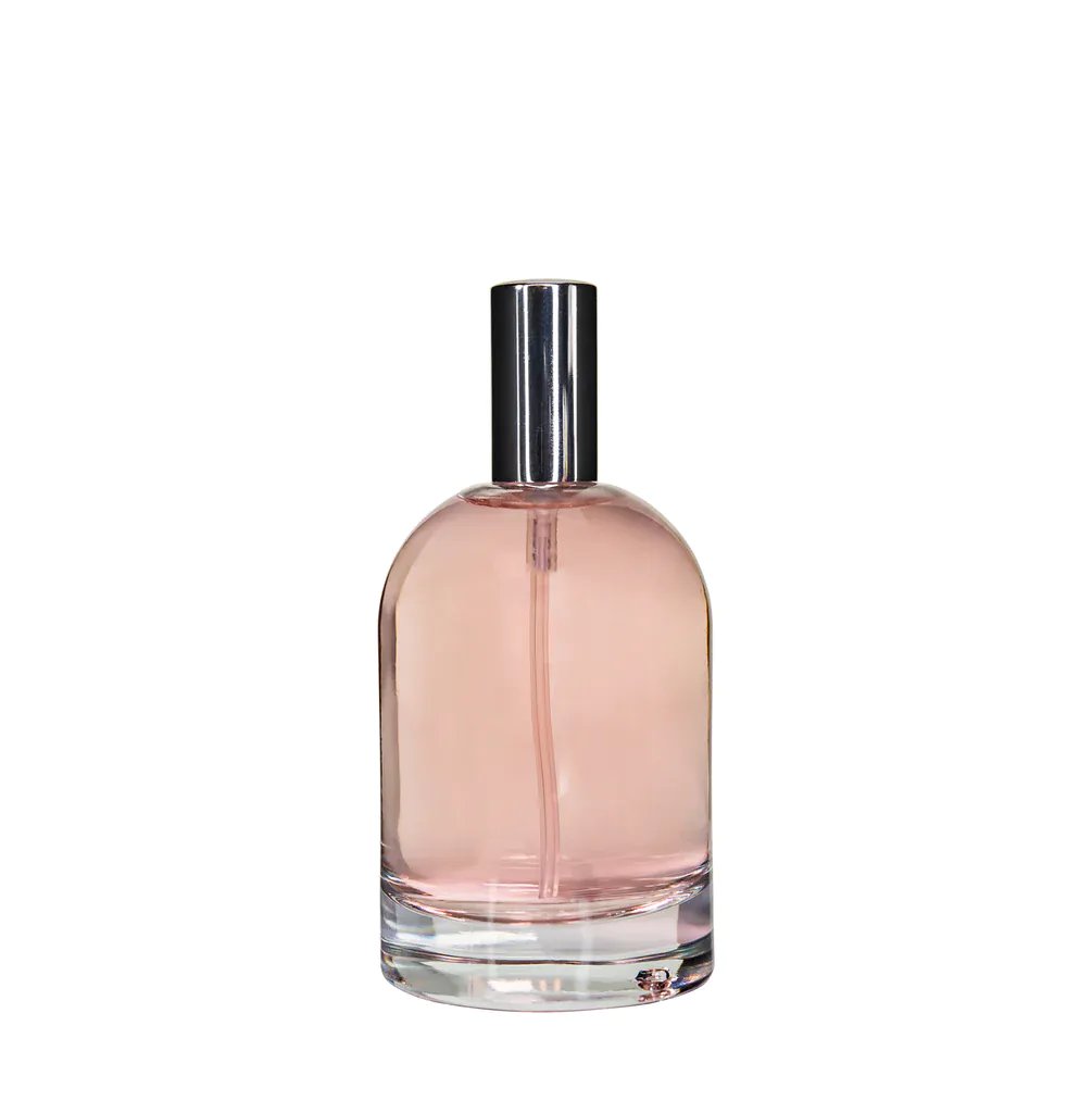 New High Glass Glass Bottle Dome Spray Pump - Shiny Silver / Case (60pcs) Begonia 100ml 15MM Dome