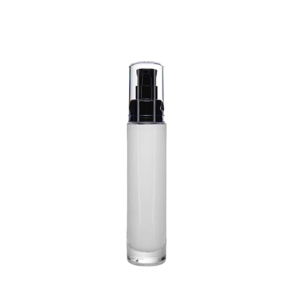 New High Glass Glass Bottle Everest Treatment Pump w AS Overcap - Black / Case (88pcs) Camellia 50ml 18/415