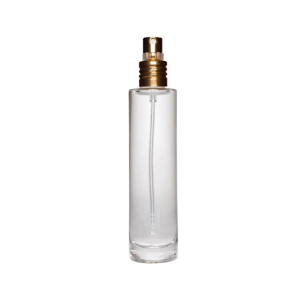 New High Glass Glass Bottle Lassen Spray Pump w Clip (No overcap) / Gold / Case (88pcs) Camellia 50 ML 18/415