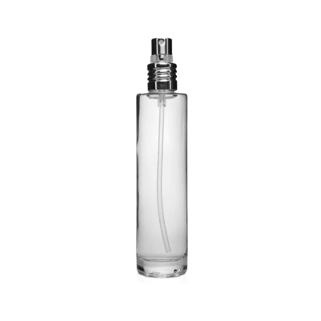 New High Glass Glass Bottle Lassen Spray Pump w Clip (No overcap) / Silver / Case (88pcs) Camellia 50 ML 18/415