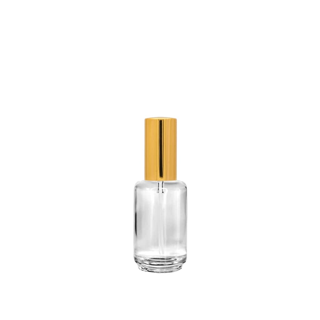 New High Glass Glass Bottle Lassen Spray Pump w Overcap / Gold / Case (108pcs) Daphne 30 ML 18/415