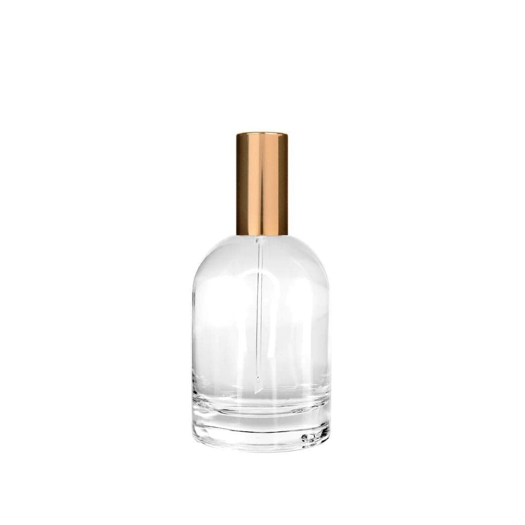 New High Glass Glass Bottle Lassen Spray Pump with Overcap / Gold / Case (60pcs) Begonia 100 ML 18/415