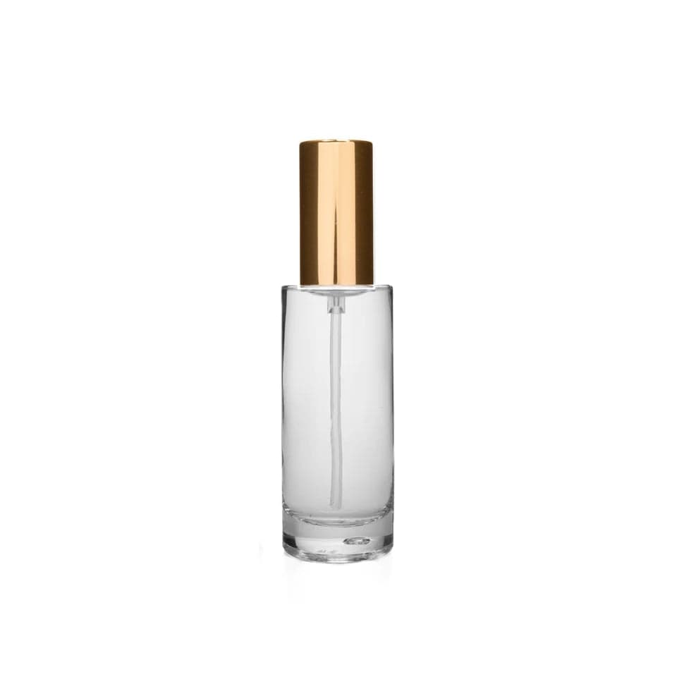 New High Glass Glass Bottle Lassen Spray Pump with Overcap / Gold / Case (88pcs) Camellia 30 ML 18/415