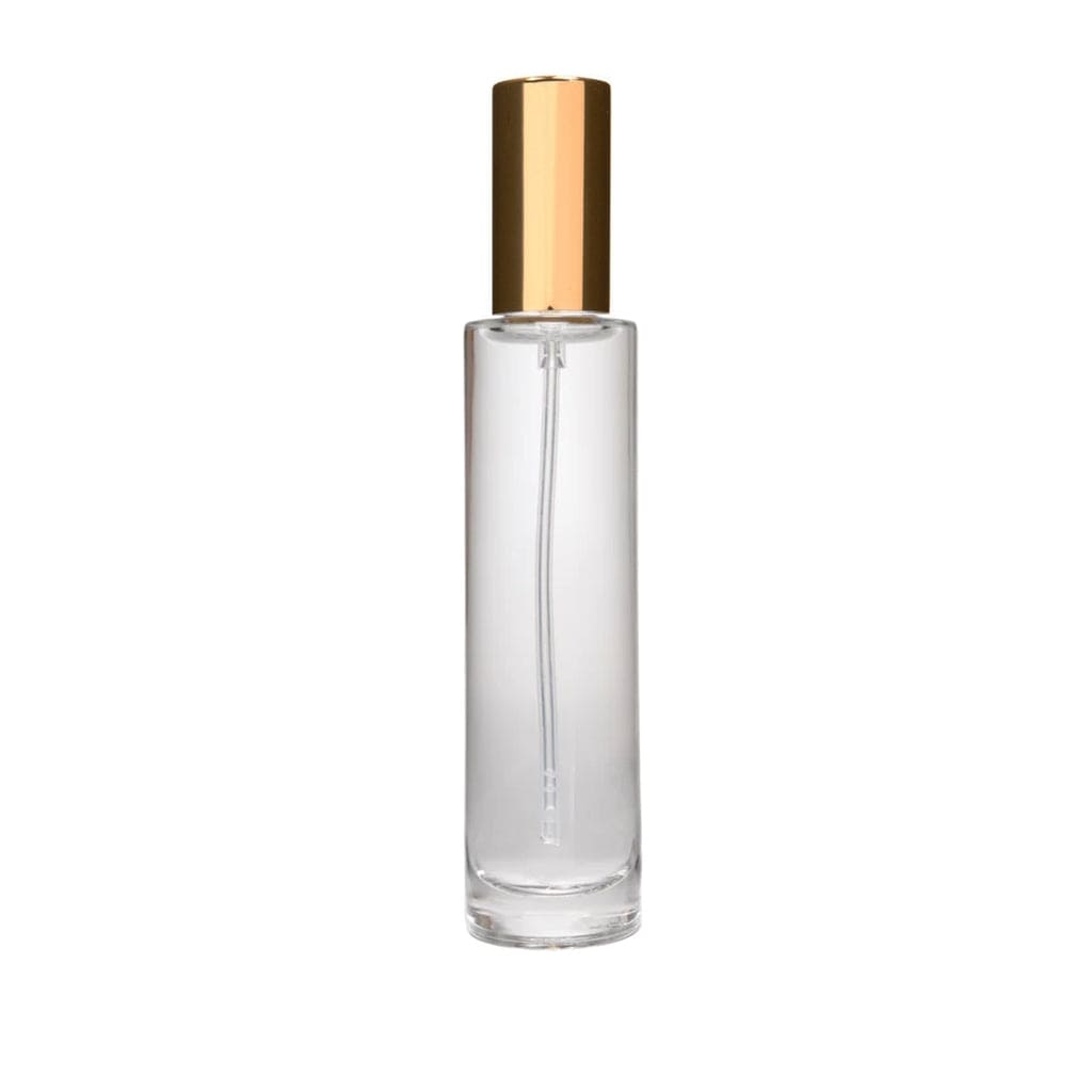 New High Glass Glass Bottle Lassen Spray Pump with Overcap / Gold / Case (88pcs) Camellia 50 ML 18/415