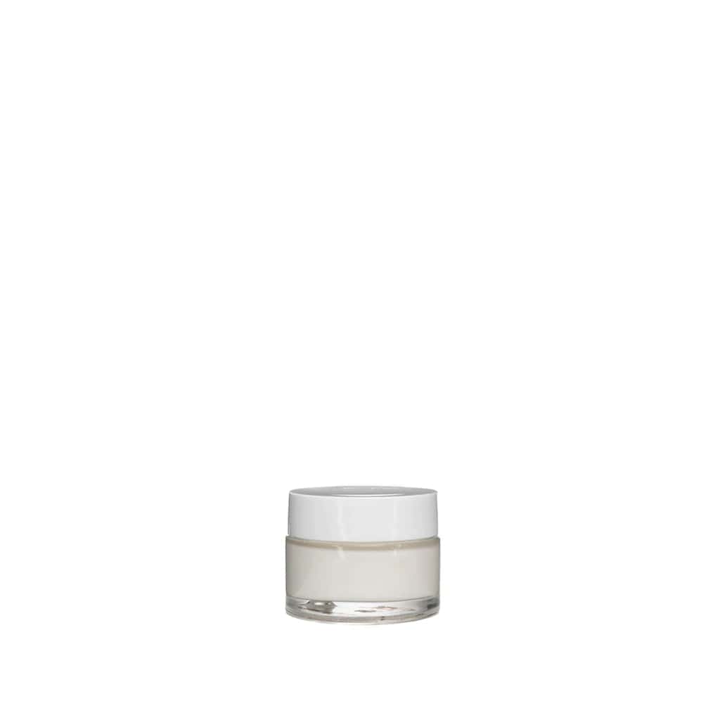 New High Glass Glass Jar White Camellia Cap 40/400sp / Case (180pcs) Camellia 15ml Jar 40/400SP