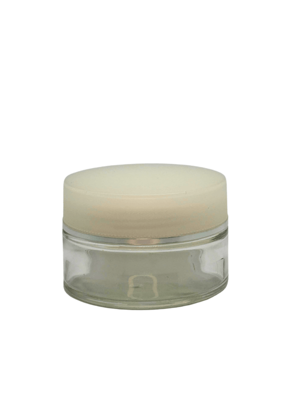 New High Glass LAURENCE  FLINT JAR 100ML WITH NATURAL CAP & SILVER BAND - Units per case - 48
