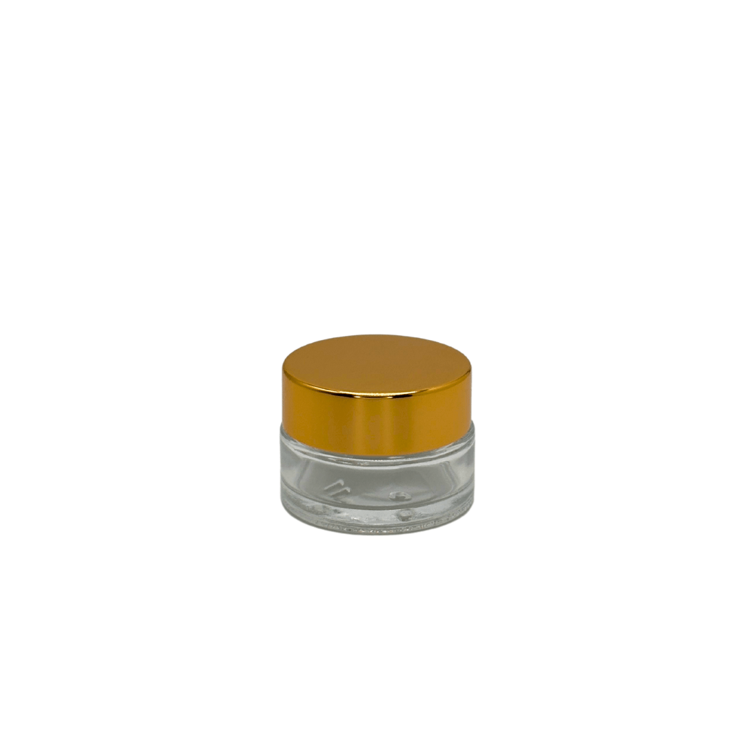 New High Glass MARIGOLD JAR 15ML 40/400 WITH SHINY GOLD CAP - Units per case - 320