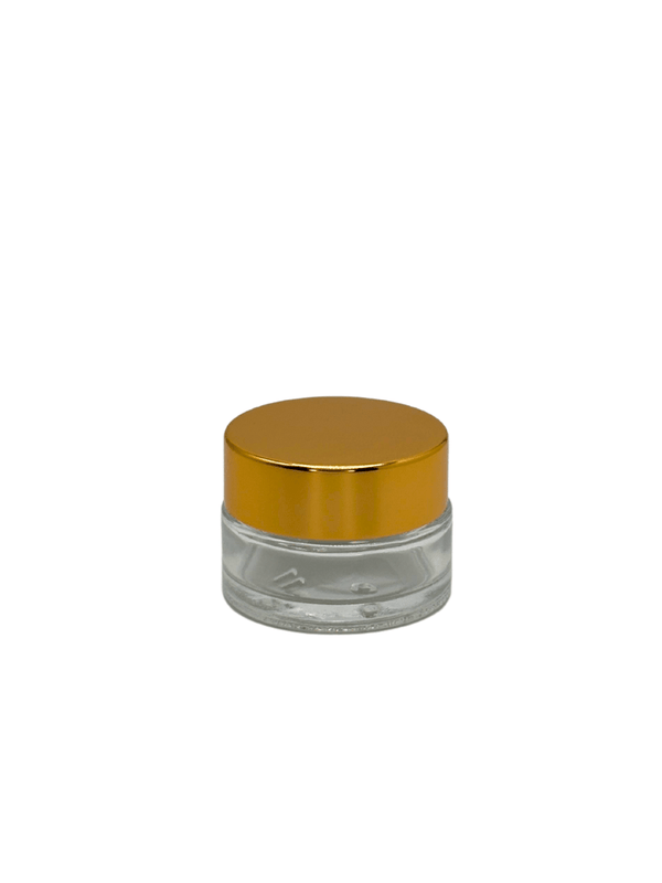 New High Glass MARIGOLD JAR 15ML 40/400 WITH SHINY GOLD CAP - Units per case - 320