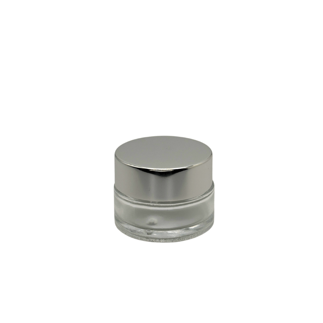New High Glass MARIGOLD JAR 15ML 40/400 WITH SHINY SILVER CAP - Units per case - 320