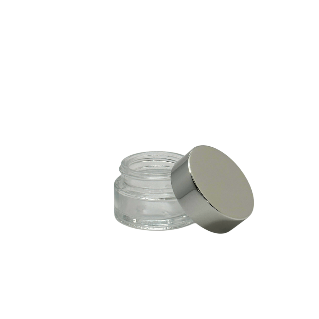 New High Glass MARIGOLD JAR 15ML 40/400 WITH SHINY SILVER CAP - Units per case - 320