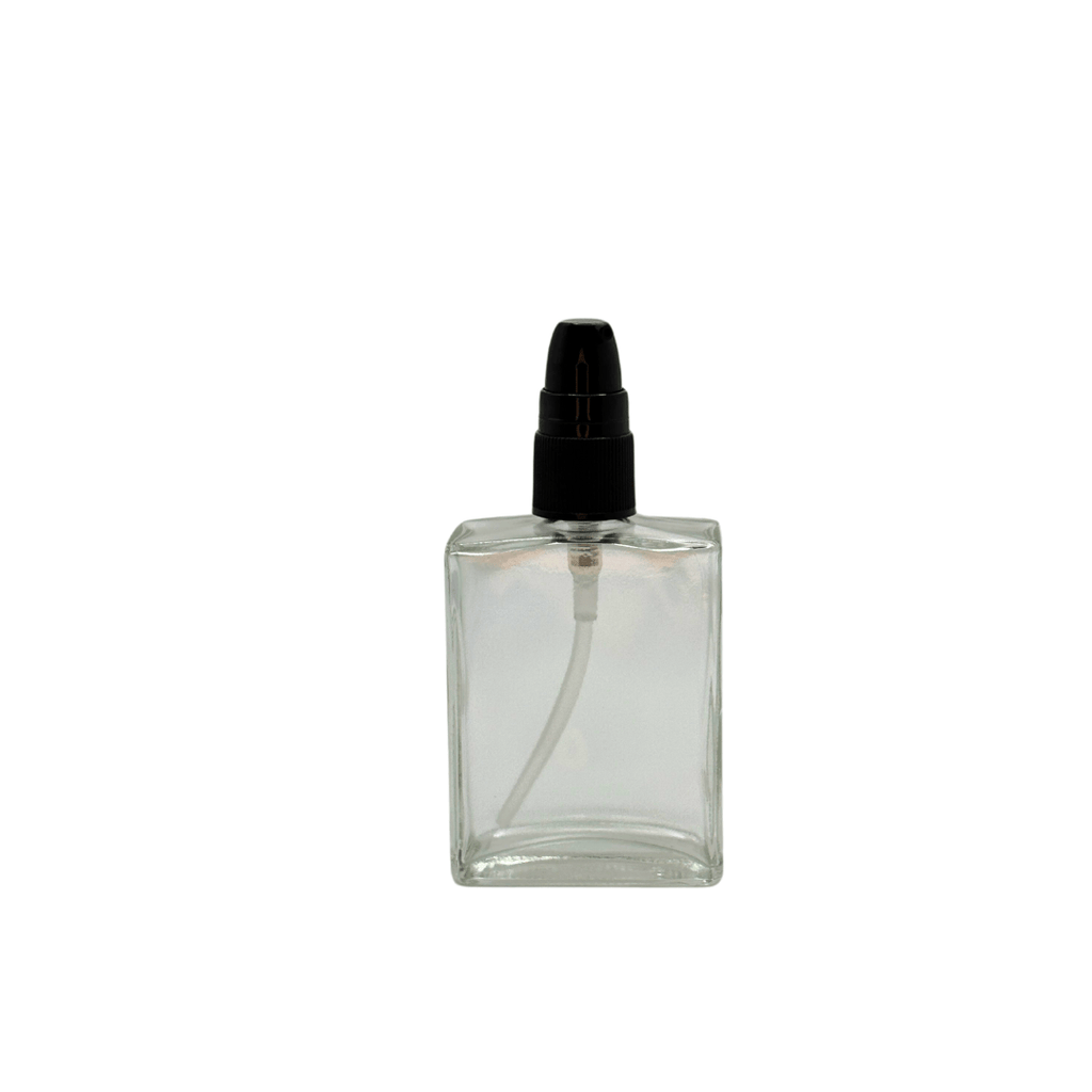 New High Glass META FLINT BOTTLE 2 OZ 18/415 WITH BLACK FINE RIBBED TREATMENT PUMP W DC - Units per case - 126