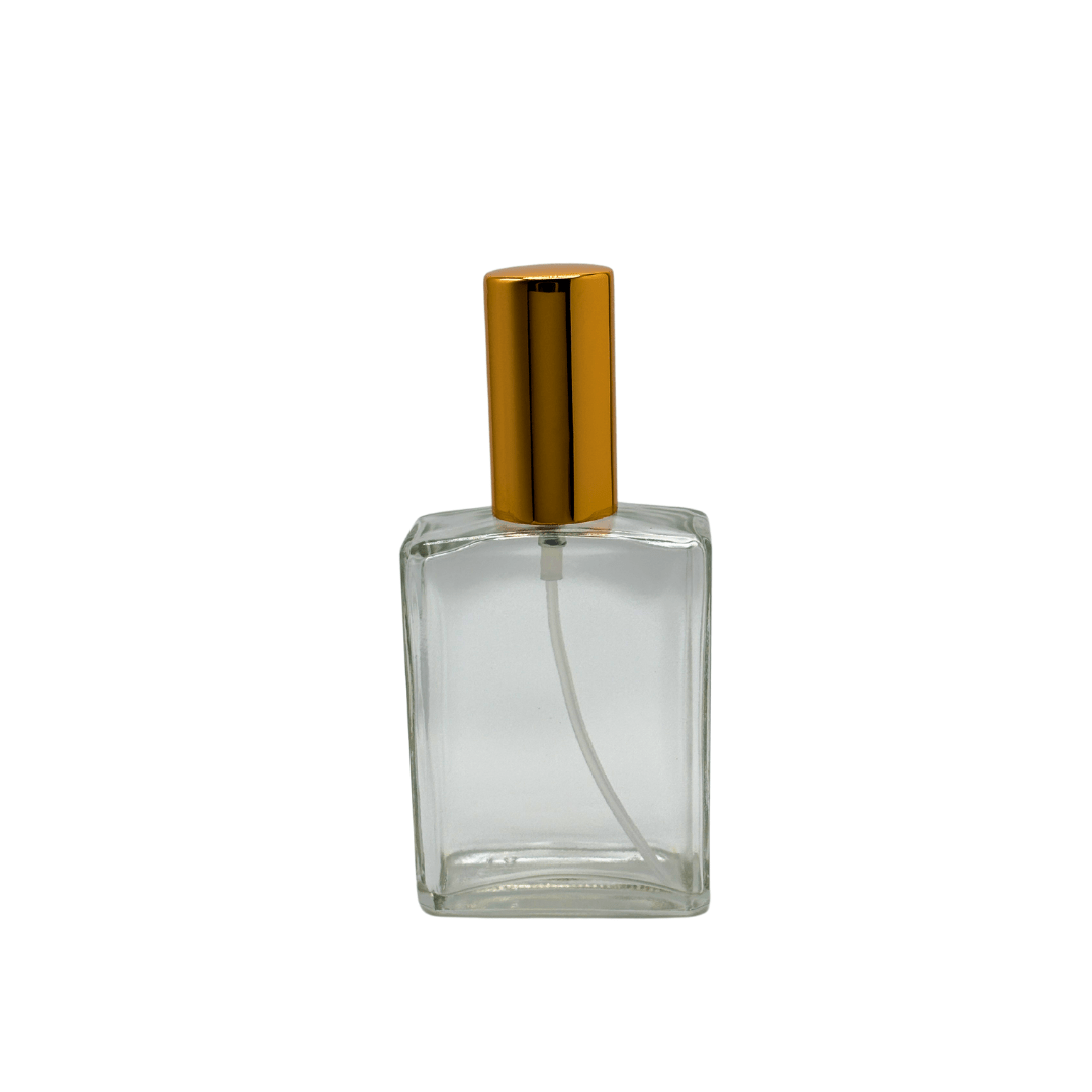 New High Glass META FLINT BOTTLE 4OZ 20/415 WITH SHINY GOLD SPRAYER AND OVERCAP - Units per case - 44