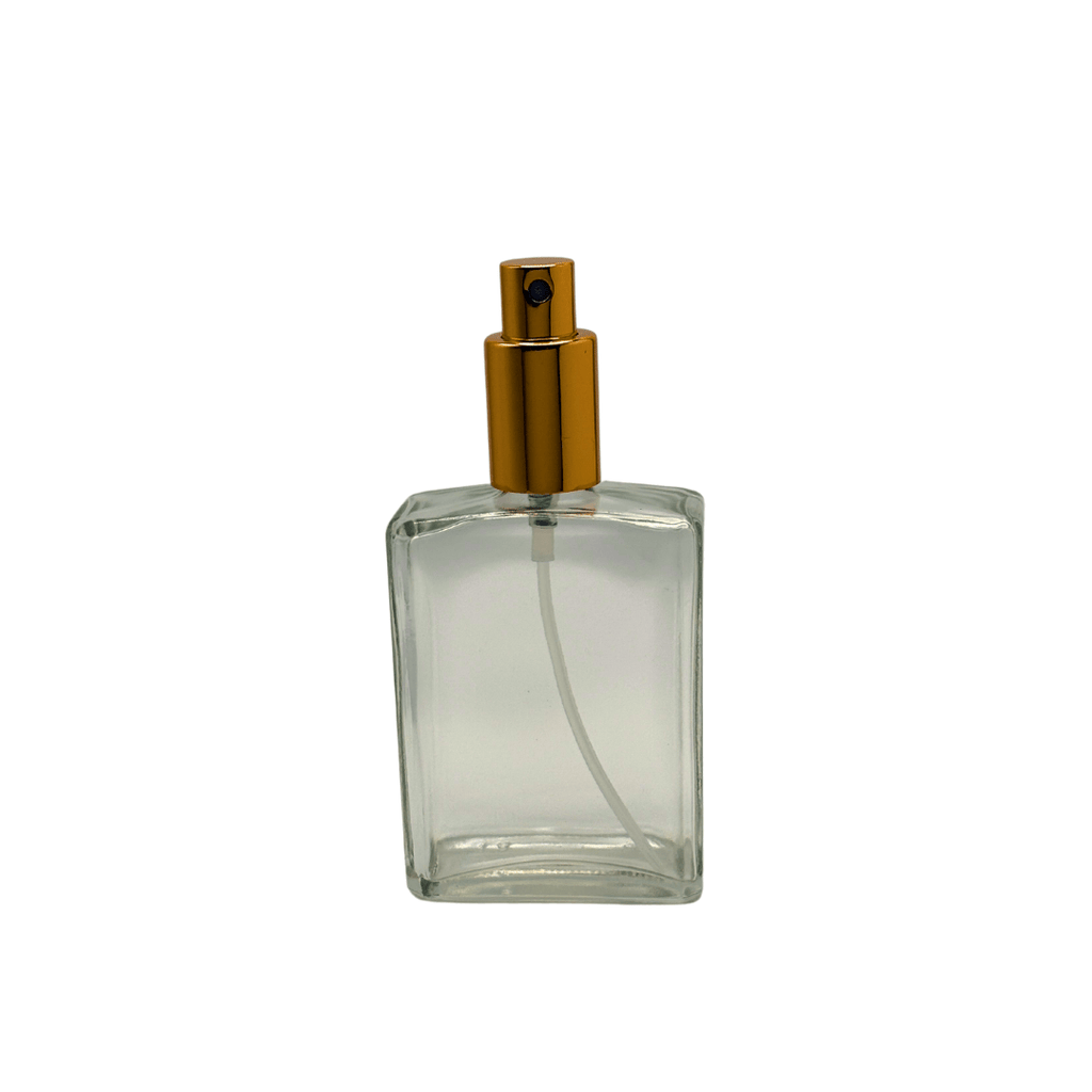 New High Glass META FLINT BOTTLE 4OZ 20/415 WITH SHINY GOLD SPRAYER AND OVERCAP - Units per case - 44