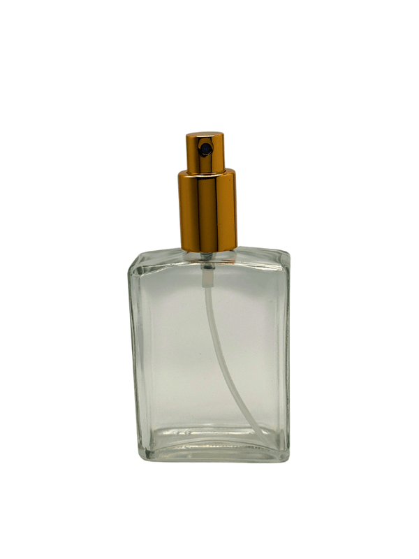 New High Glass META FLINT BOTTLE 4OZ 20/415 WITH SHINY GOLD SPRAYER AND OVERCAP - Units per case - 44