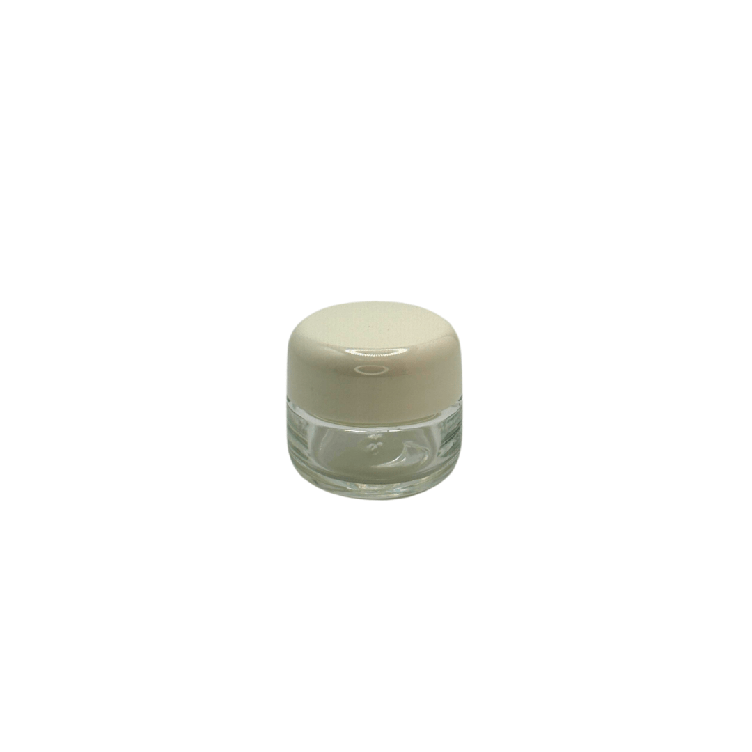 New High Glass NEMI FLINT JAR 1/2 OZ 38/400 WITH WHITE CAP - Units per case - 392