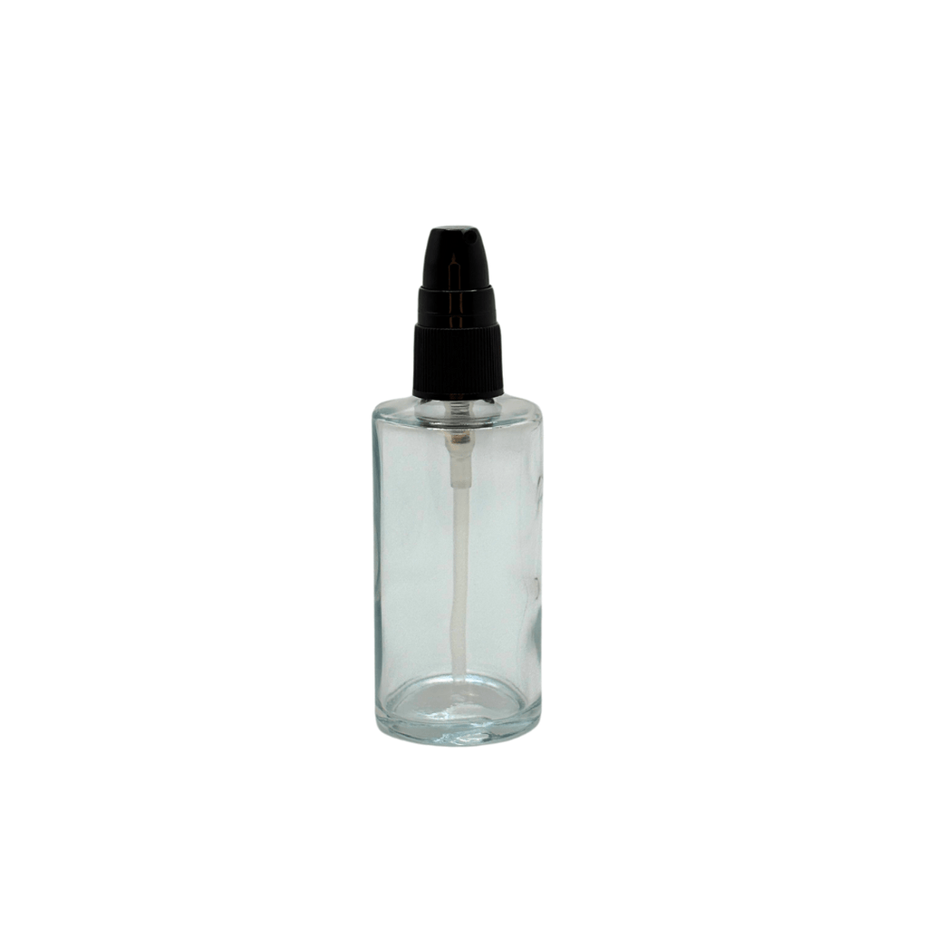 New High Glass SAGE FLINT BOTTLE 2 OZ 18/415 WITH BLACK FINE RIBBED TREATMENT PUMP W DC - Units per case - 126