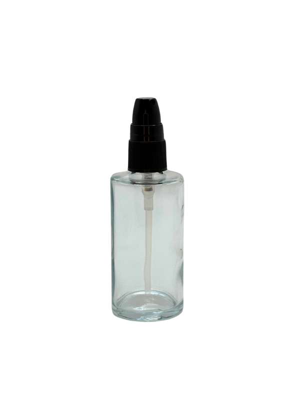 New High Glass SAGE FLINT BOTTLE 2 OZ 18/415 WITH BLACK FINE RIBBED TREATMENT PUMP W DC - Units per case - 126