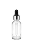 New High Glass Silver BOSTON ROUND FLINT 1OZ 20/400 WITH METALIZED DROPPER