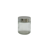 New High Glass STRAIGHT SIDED 4 OZ 58/400 JAR WITH SHINY SILVER CAP - Units per case - 144