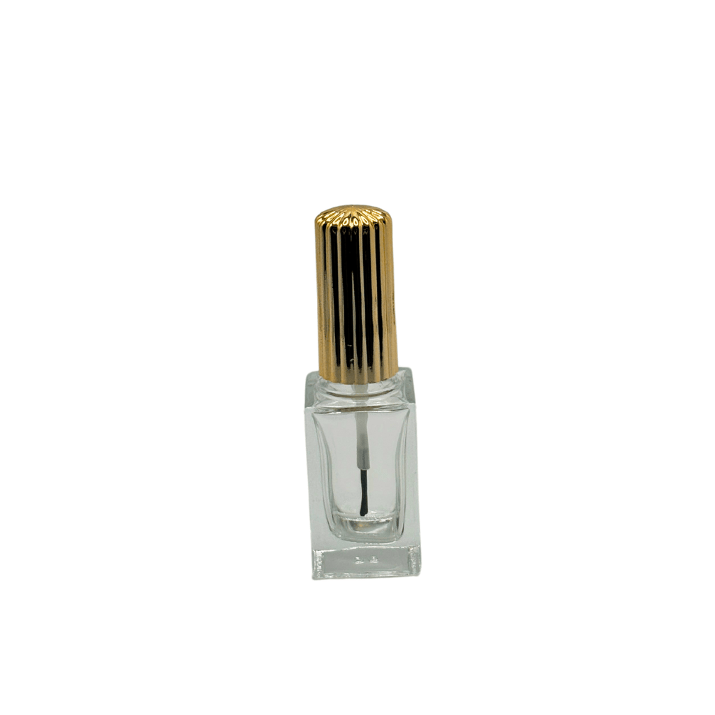 New High Glass VILLON 10ML BOTTLE WITH SHINY GOLD RIBBED CAP AND FLAT LACQUERED BRUSH - Units per case - 572