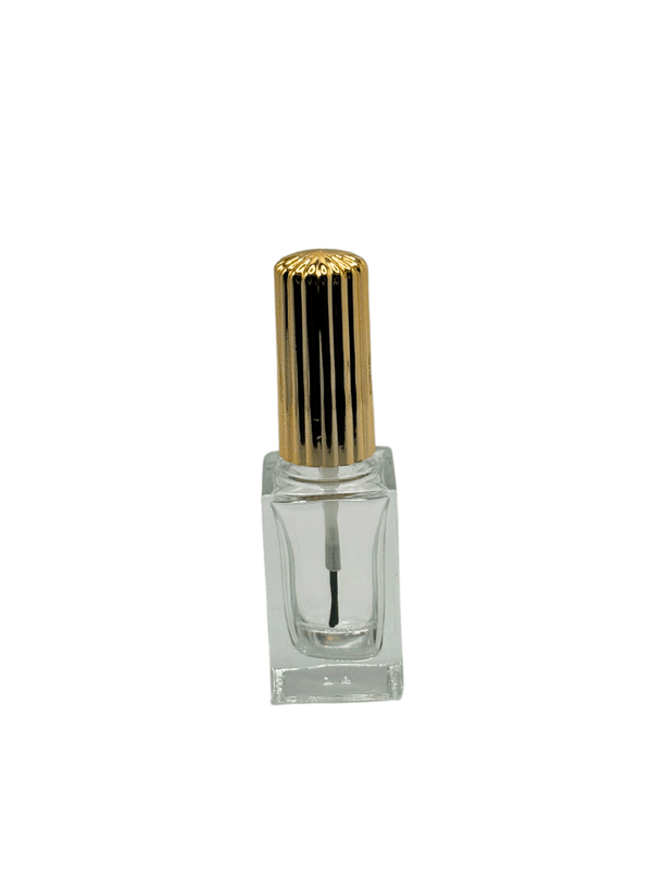 New High Glass VILLON 10ML BOTTLE WITH SHINY GOLD RIBBED CAP AND FLAT LACQUERED BRUSH - Units per case - 572