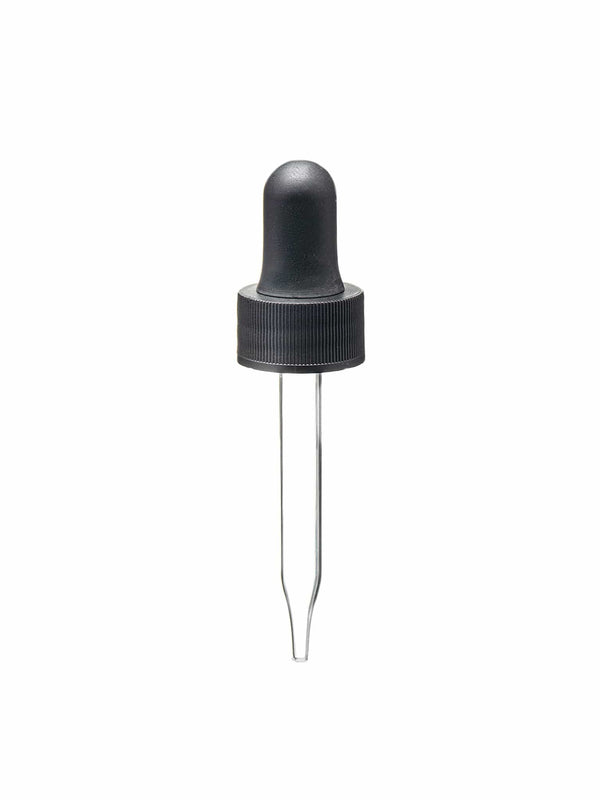 New High Glass Dropper 18/400 - 60mm / Black Fine Ribbed Droppers