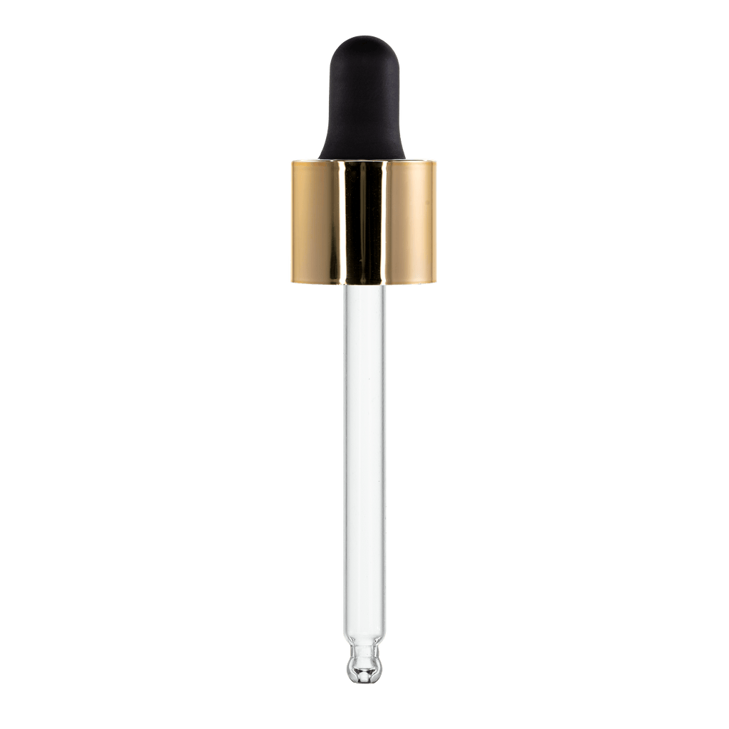 New High Glass Dropper 20/400 - 70mm / Shiny Gold/Black ABS 20/400 Droppers (Long Neck)