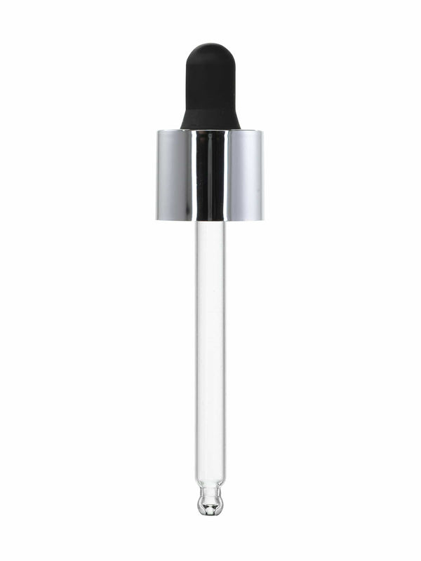 New High Glass Dropper 20/400 - 85mm / Shiny Silver/Black ABS 20/400 Droppers (Long Neck)