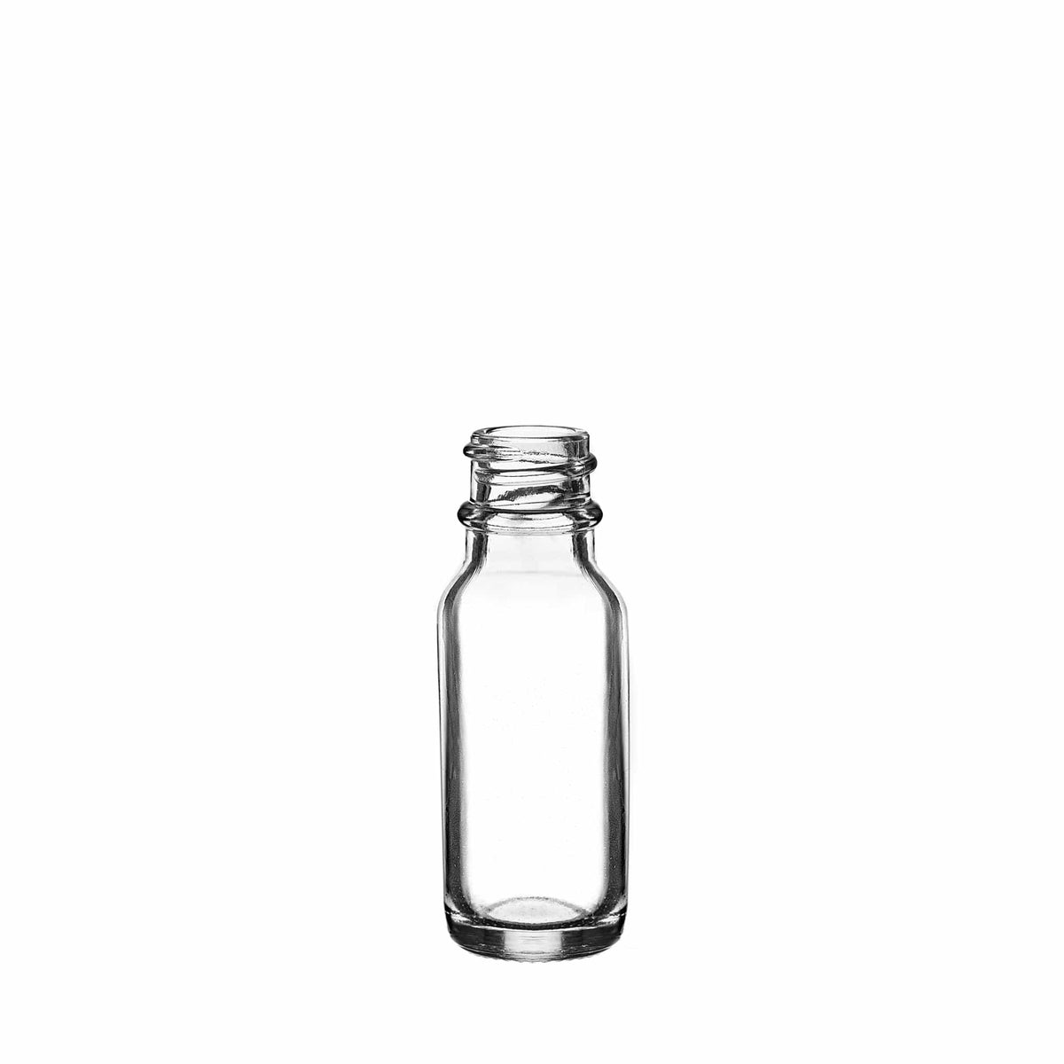 New High Glass Glass Bottle 1/2 oz - 18/400 / No Accessory / Case Pack (see table below) Boston Round Clear
