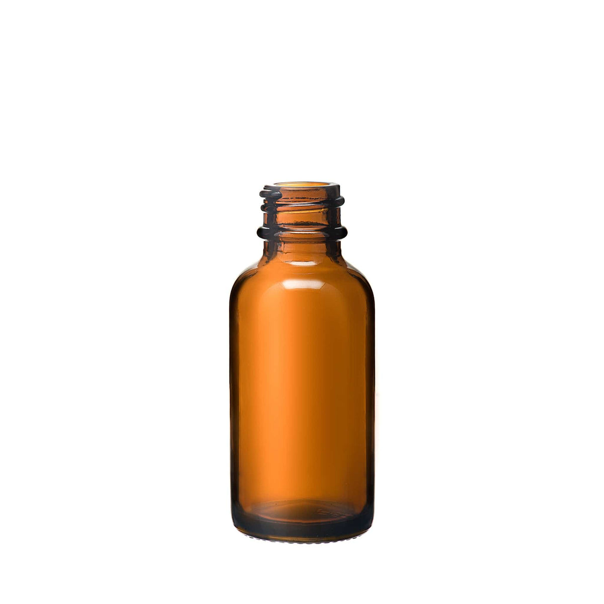 New High Glass Glass Bottle 1 oz - 20/400 Boston Round Amber
