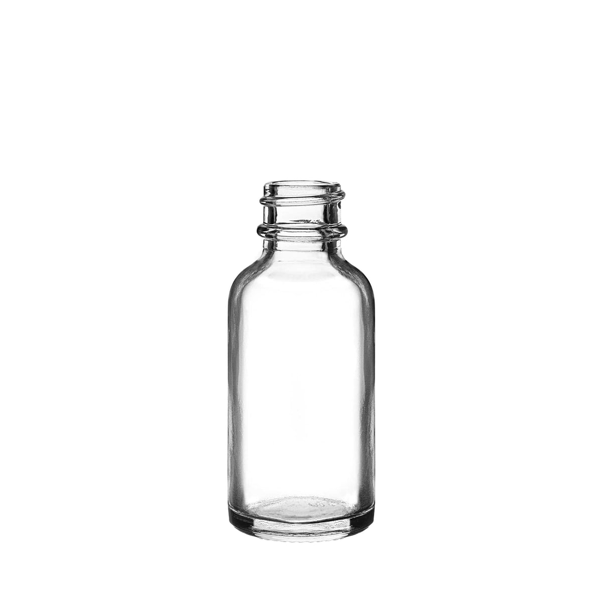 New High Glass Glass Bottle 1 oz - 20/400 / No Accessory / Case Pack (see table below) Boston Round Clear