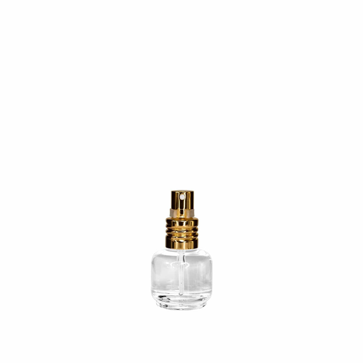 New High Glass Glass Bottle Lassen Spray Pump w Clip (No overcap) / Gold / Case (140pcs) Daphne 15 ML 18/415