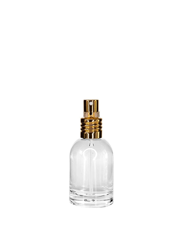 New High Glass Glass Bottle Lassen Spray Pump w Clip (No overcap) / Gold / Case (168pcs) Begonia 30 ML 18/415